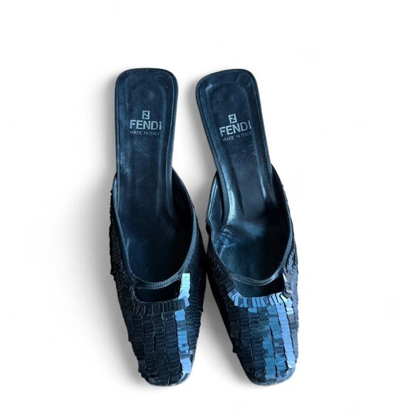 Fendi Shoes - Vintage Fendi Black Sequin Heels in excellent condition. Size 7